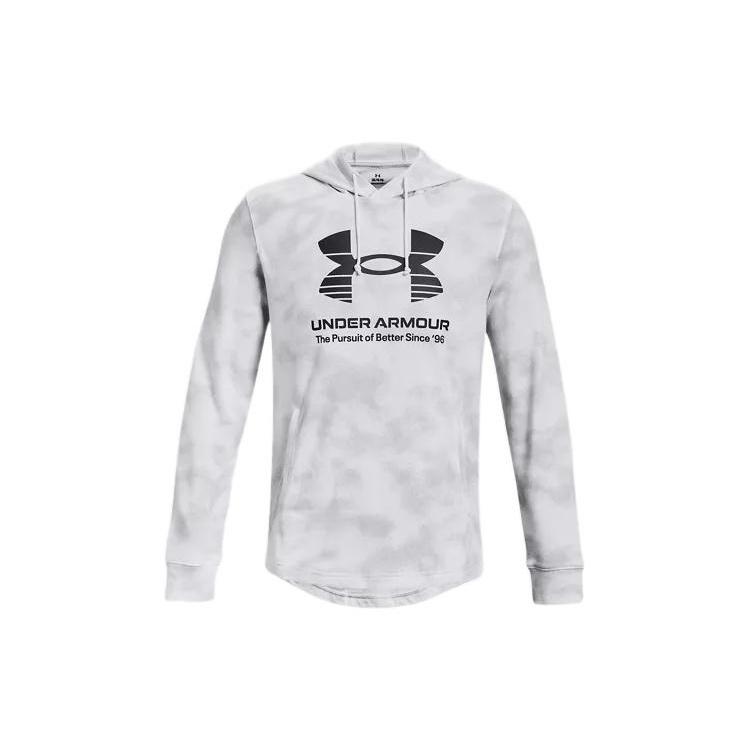 Under Armour Rival Terry Hoodie  White Grey  Men s 1377185-100 XL