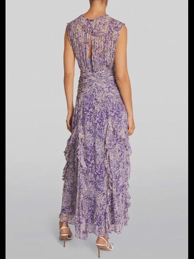 Elegant V-Neck Chiffon Print Strapless Evening Dress