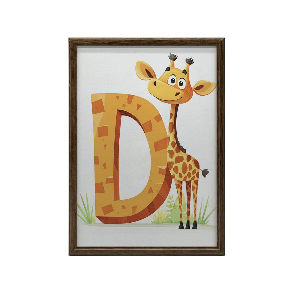 Plakat Żyrafa Z Literą D Plakat Żyrafa Z Literą D, 50X70 Cm, Bez Ramy, Płótno Premium Na Blejtramie