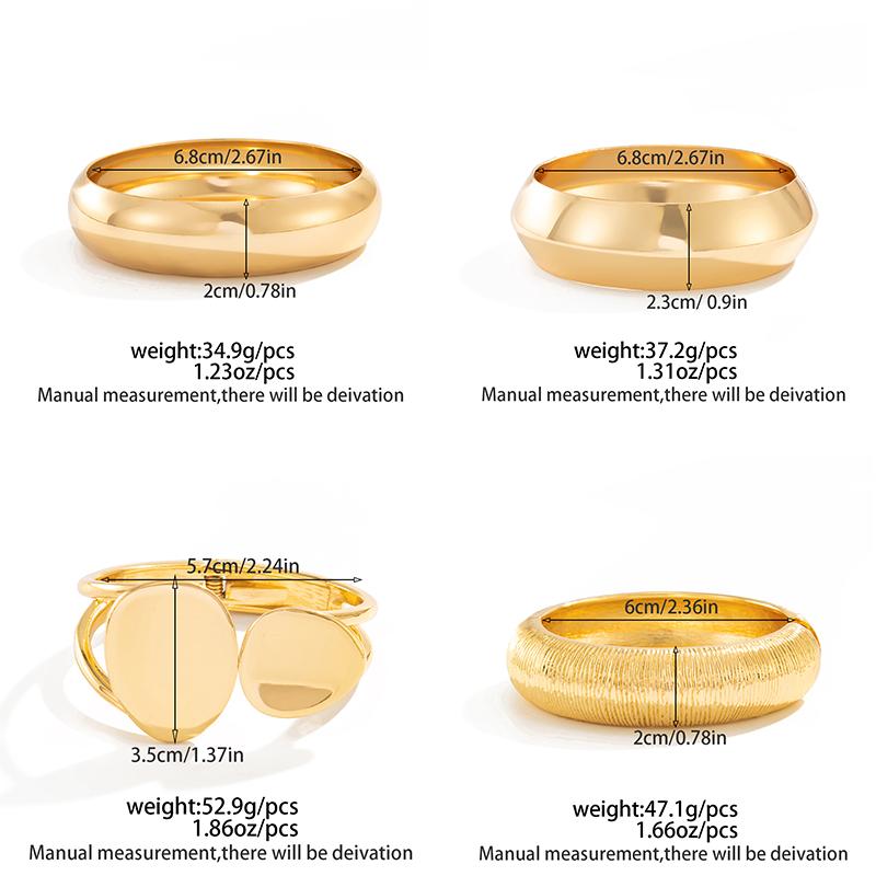 Ingemark 4 Style Vintage Irregular Ellipse Smooth Curved Bracelets Women Trendy Punk Arc Striped Openning Spring Bangle Jewelry