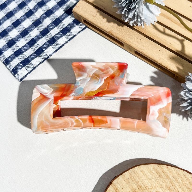 Arc-shaped Oval Grab Clip Marble Gradient Color Ponytail Bun Shark Clip High-end Hair Accessory Hair Clip