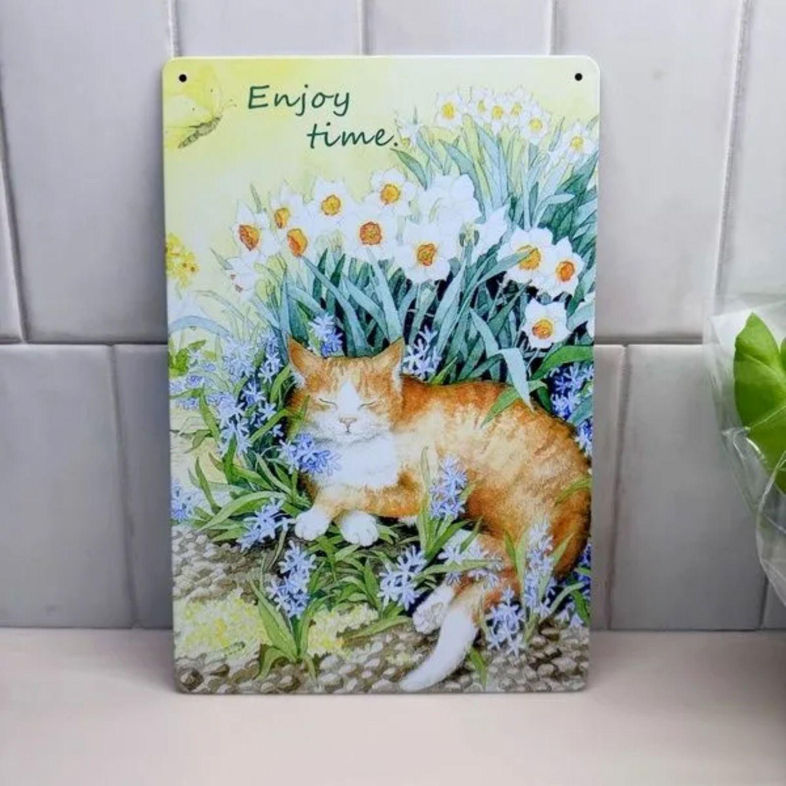 

Cat Tin Sign Metal Wall Art 20x30cm, Home Interior Decor Plaque