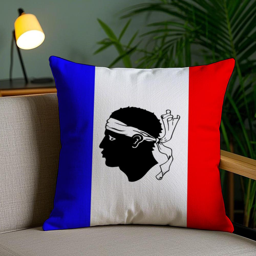 Corsica Flag French Region Cushion Cover Plush Fabric Soft Double-Sided Printed Invisible Zipper Sofa Pillow Case Home Decor