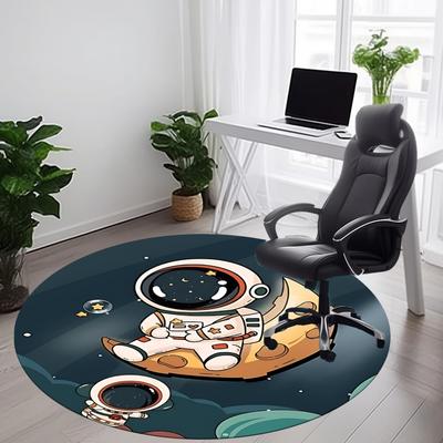 1pc Space Explorer Office Round Area Rug, Under Office Chairs Bedroom Living Room Home Decor, Room Deco