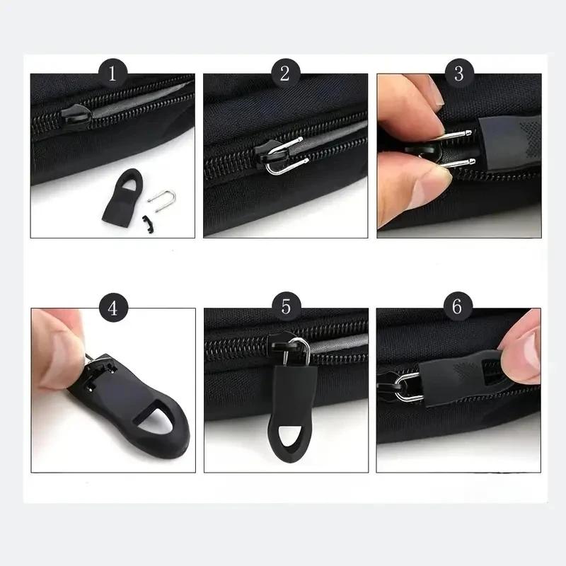 8pcs Replacement Zipper Head Tool-free Removable Zipper Puller for Luggage Schoolbag End Fit Rope Tag Clothing Zip Fixer Broken