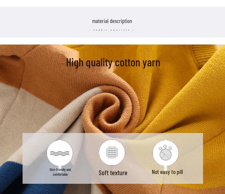 Tengyun Pigeon Kids' Double-Layer Sweater - European & American Style, Boys' Abstract Cartoon Jacquard, Autumn 2025 Collection.