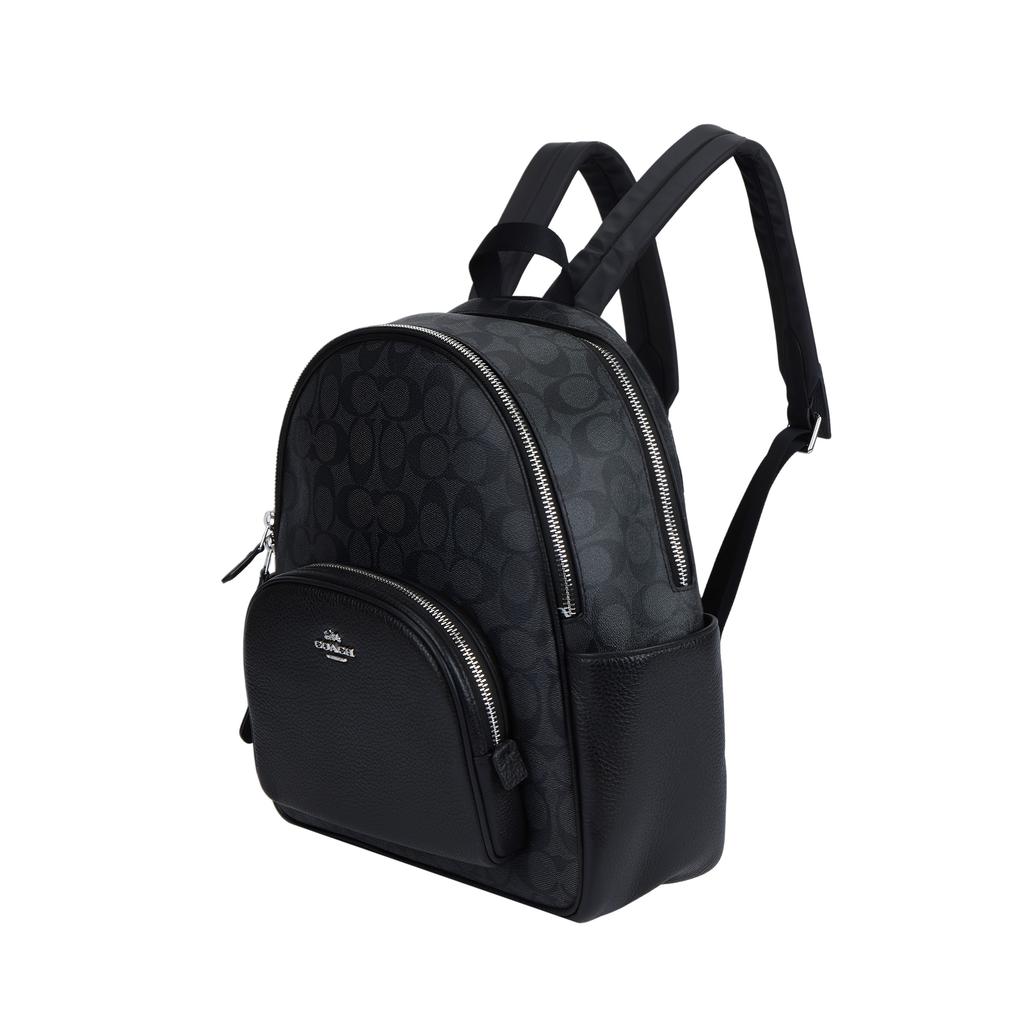 COACH Canvas With Leather Backpack Medium Unisex Black 5671-SVTSQ