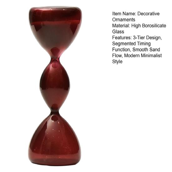 DYS 3-stufige bunte Glas-Sanduhr, Borosilikat-Ornament mit bernsteinfarbener weinroter Farbverlauf, gleichmäßiger Sandfluss, moderne minimalistische Dekoration für Zuhause