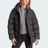 adidas Originals Jednolity Kolor Mikro Logo Pojedyncza Linia Wpuszczana Kieszeń Pikowana Plisowana Pełny Zamek Podwójny Suwak Kaptur Bawełniana Kurtka Damska Kurtka Czarna II8467