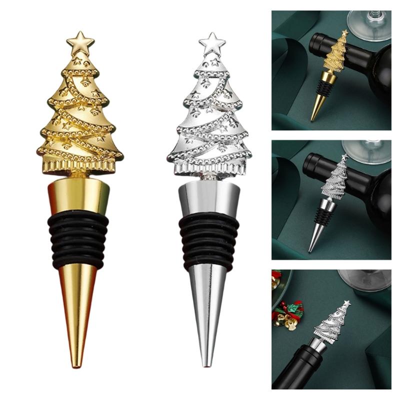 Holiday Wine Stopper Christmas Tree Decoration Practical Zincs Alloy Bottle Cork For Home Party Decoration