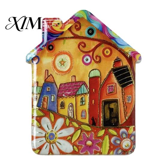 Whiteboard Magnets Vintage House Refrigerator Magnet, Colorful Fairy Tale Town Magnet Fridge Magnetic Kitchen Decoration Accessories