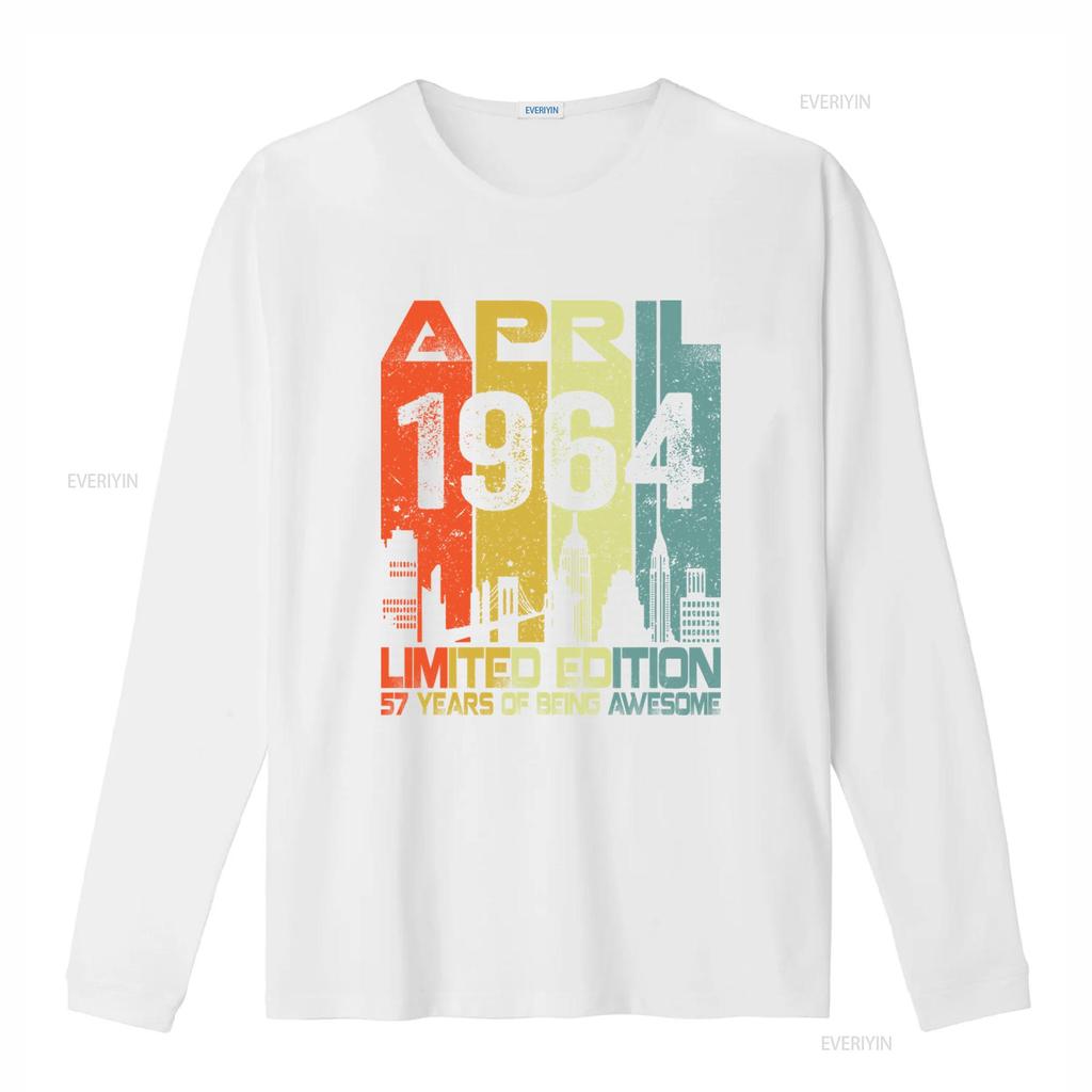 Vintage April 1964 57 Years Of Being Awesome Limited Edition T Shirt vintage Washed Stretched graphic homme Casual Comfortable