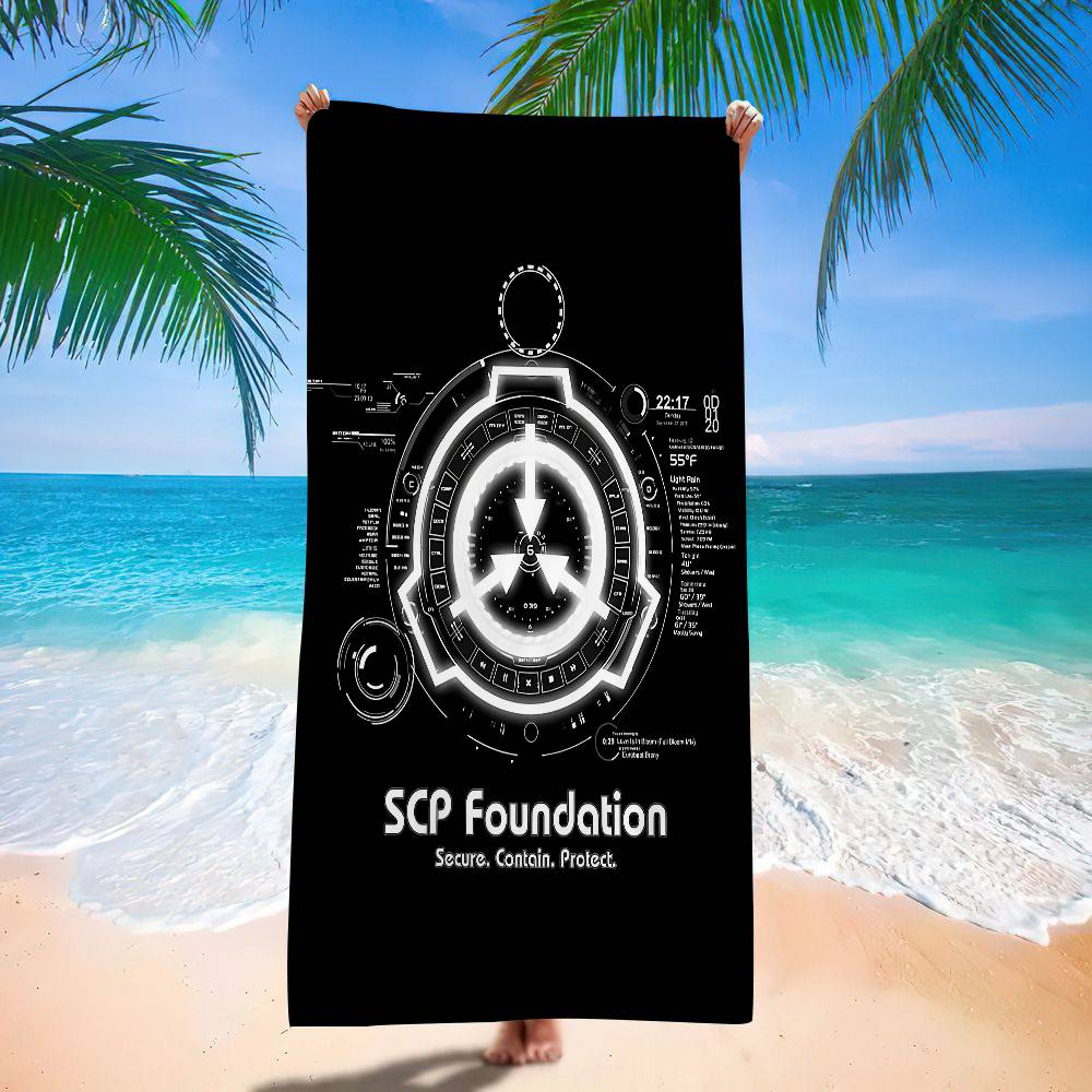 Asciugamano da Spiaggia Classico Gioco Fondazione SCP Anime Morbido Assorbente Lavetta Regali per Bambini Viaggio Campeggio Palestra