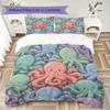 Retro Octopus Pattern Bedding uilt Set uilt Cover Pillowcase Home Decoration Birthday Gift (1 * duvet cover + 2 * pillowcase without core)