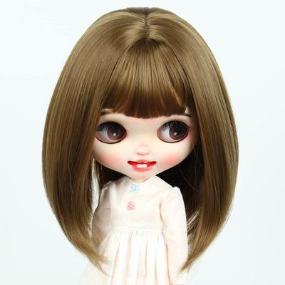 Linfairy 9-10 Inch Doll Wig, Shoulder-Length Hair (Muffled Cyan)