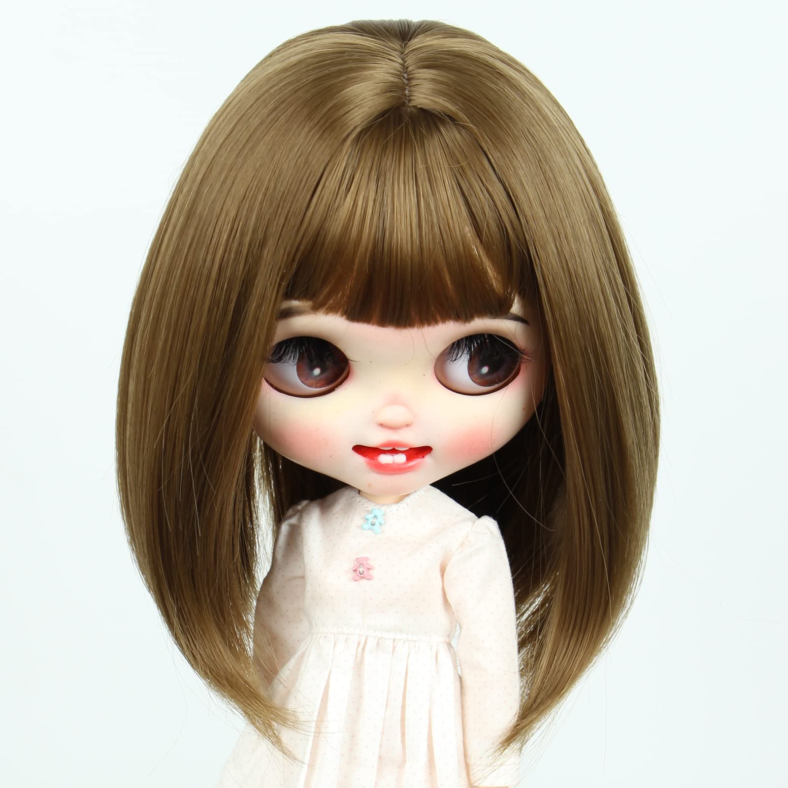 Linfairy 9-10 inch Doll Wig, Shoulder-Length Hair (Muffled Cyan)