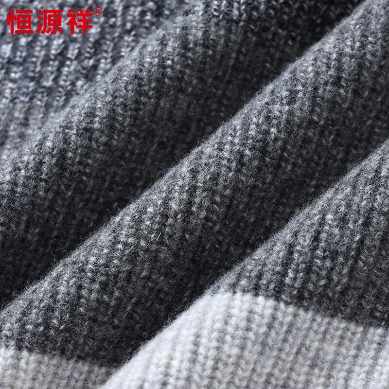Hengyuanxiang Men's 100% Wool Thick Jacquard Mock Neck Sweater