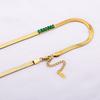 Popular Temperament Sweater Chain Boy Girl Stainless Steel Gold Green Zircon Necklaces for Daily