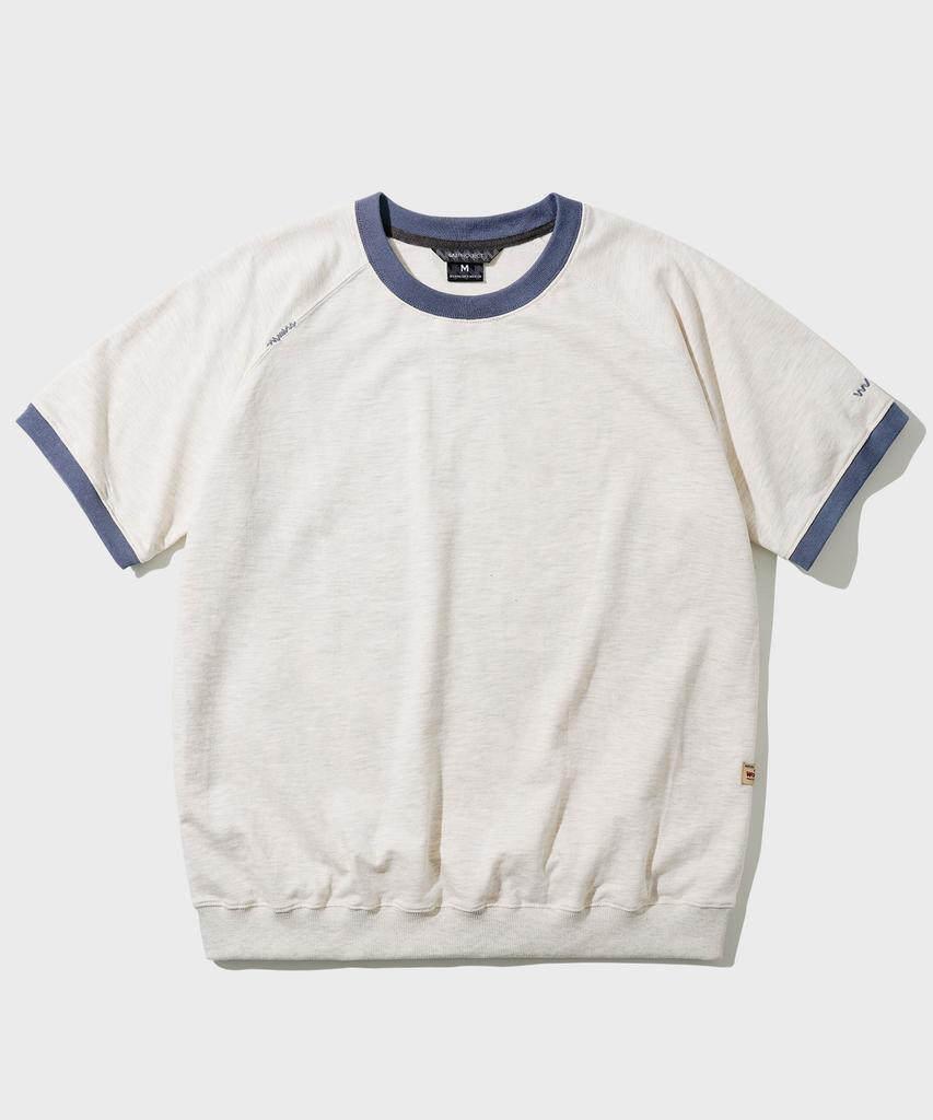 WV PROJECT Color Block Short Sleeve T-Shirt Oatmeal Mjst7788
