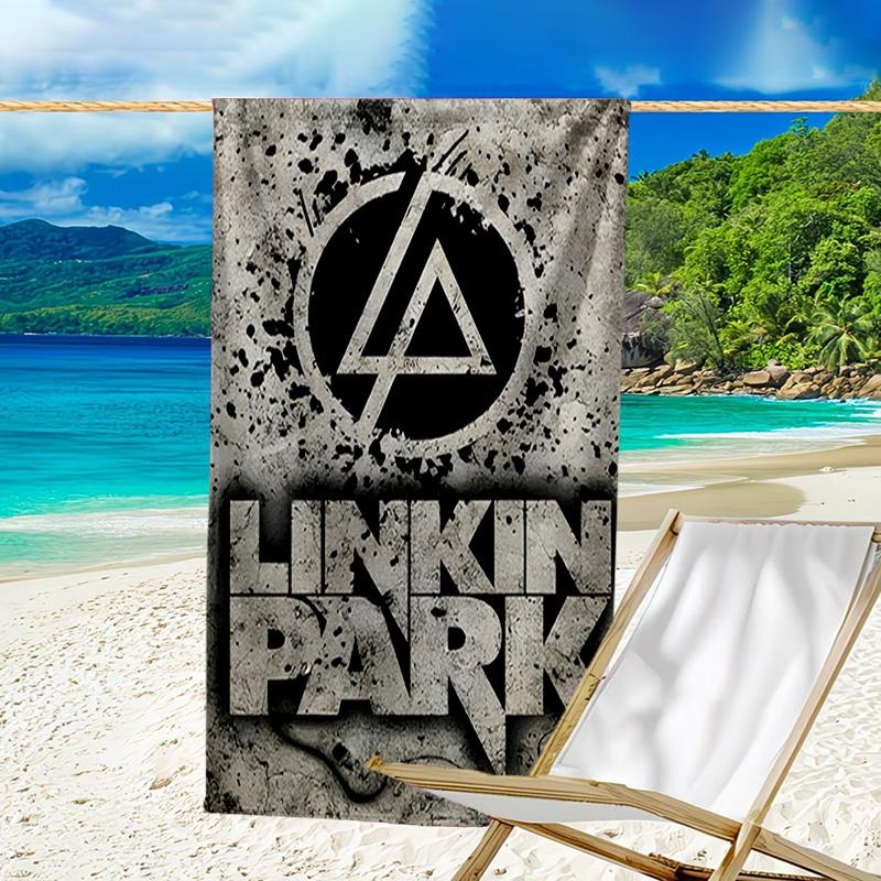 1pc Linkin Park1 Beach Towel, Beach and Seaside Swimming Pool Equipment, Fashion Pattern, Rectangular, Travel Essentials