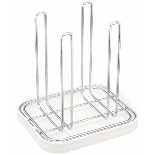 Pearl Metal Simple Storage Bottle and Glass Stand, White, HB-495