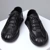High Top Shoes Men's Thick Soled Casual Shoes Breathable Hollow Mesh Shoes Handmade Soft Soled Men's Genuine Leather Shoes