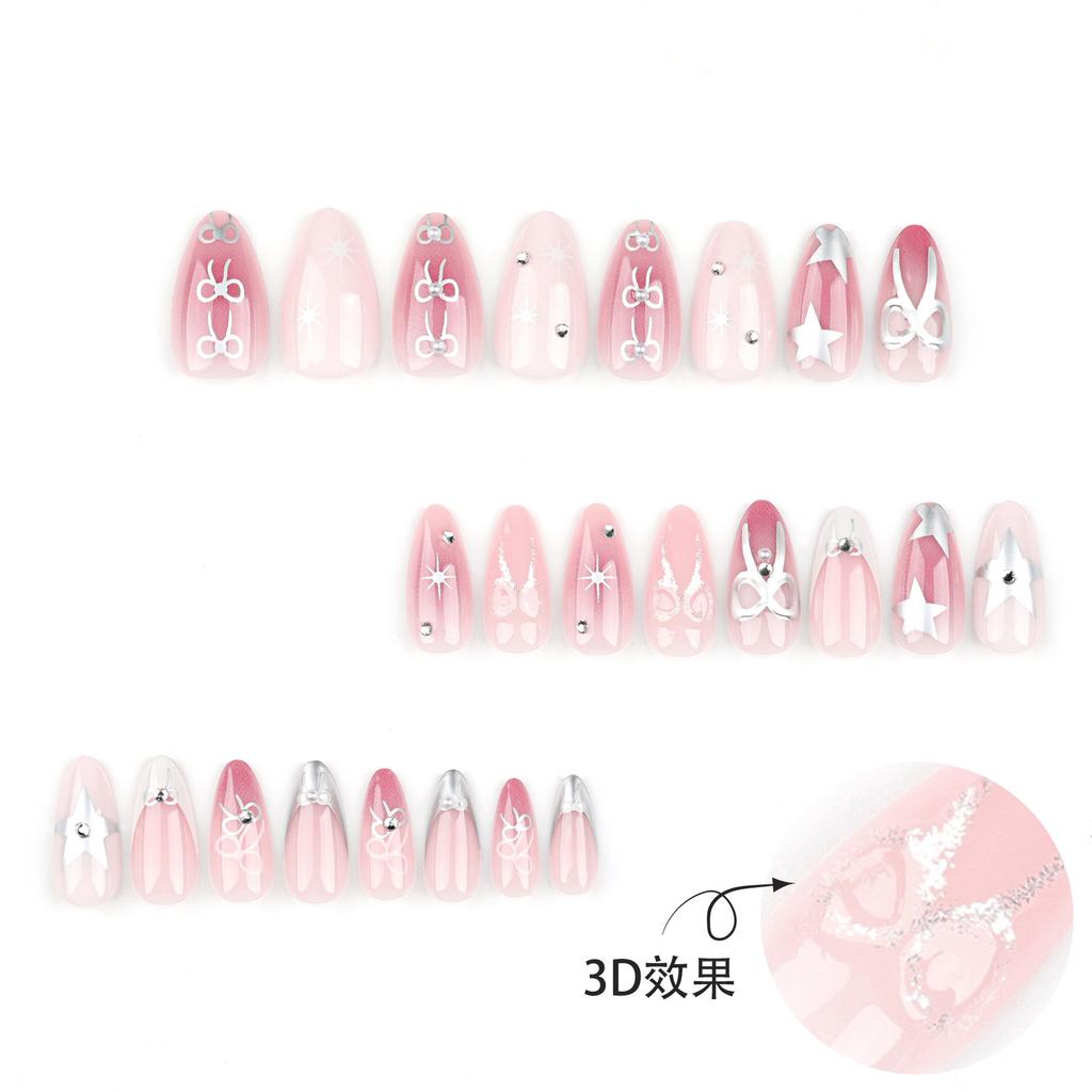 French Almond Nail Patch Nail Patch Popular Bow Nail Blush Star Nail Art Fake Nail