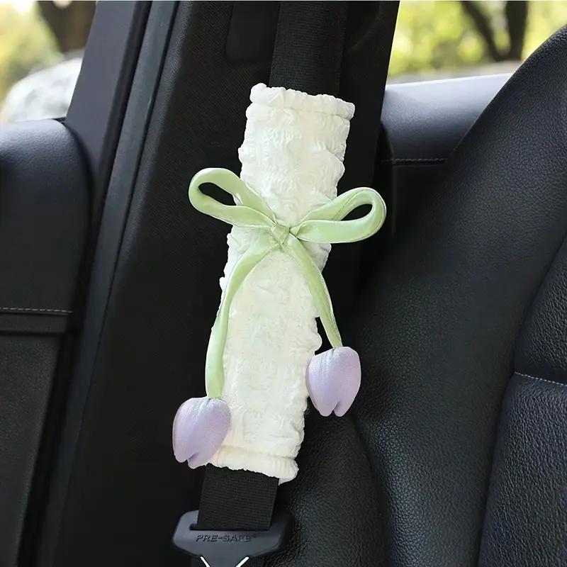

2PCS Car Seat Belt Shoulder Protection Cover Tulip Decoration Safety Belt Premium Sense Anti Lock All Season Universal