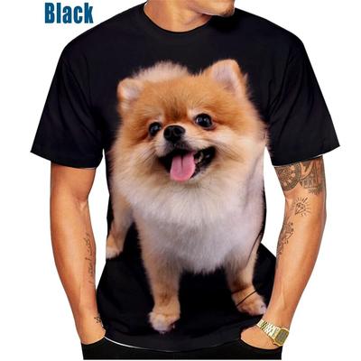 Men's Short Sleeved T-shirt Dog Musim Panas Pomerania Casual Round Neck T-shirt Harajuku Clothing Print Fun Fashion
