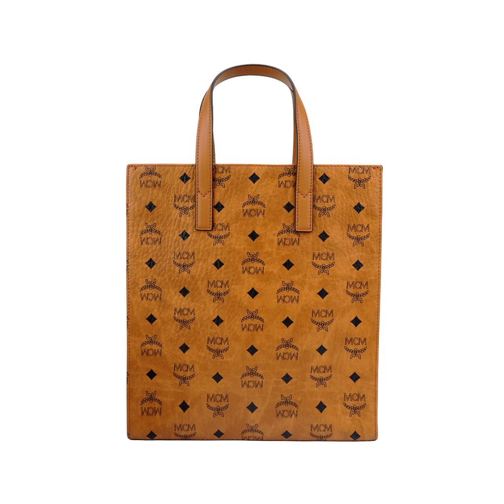 MCM Portuna Aren Monogram Tote Bag Coated Canvas Shoulder Handbag Unisex Tote Bag Cognac MMTCSKC03CO001