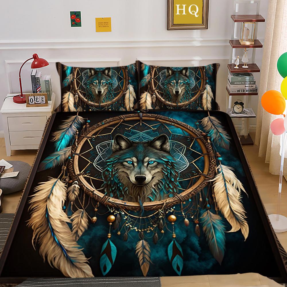 Bettbezüge, Wolf-Druck, Mikrofaser, Einzelbett-Bettwäsche-Set, Bezug für Kinder, weich, hochwertige Heimbettwäsche