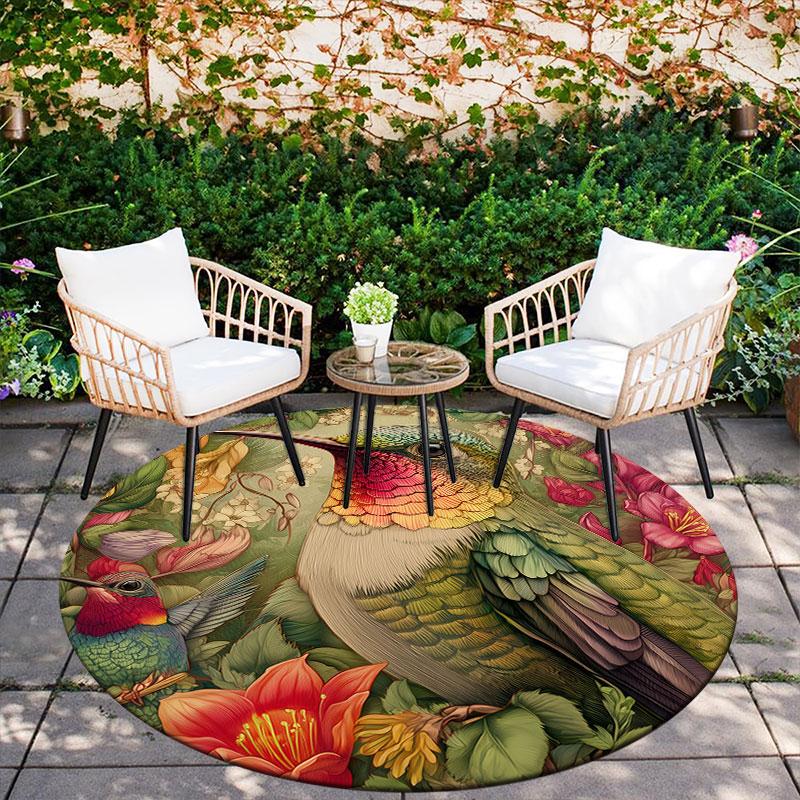 Vintage Birds pattern round rug,Carpet Rug for Living Room Bedroom Playroom ,Non-slip Floor Mat,Holiday Gifts and Birthday Gifts.