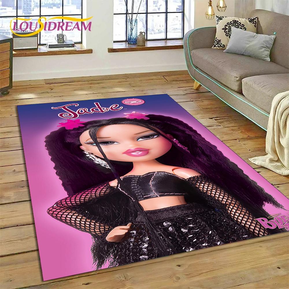 HD Cartoon Bratz Doll Cute Girls 3D Rug Carpet for Living Room Bedroom Home Decor,Floor Mat Non-slip Decoration for Sofa Doormat
