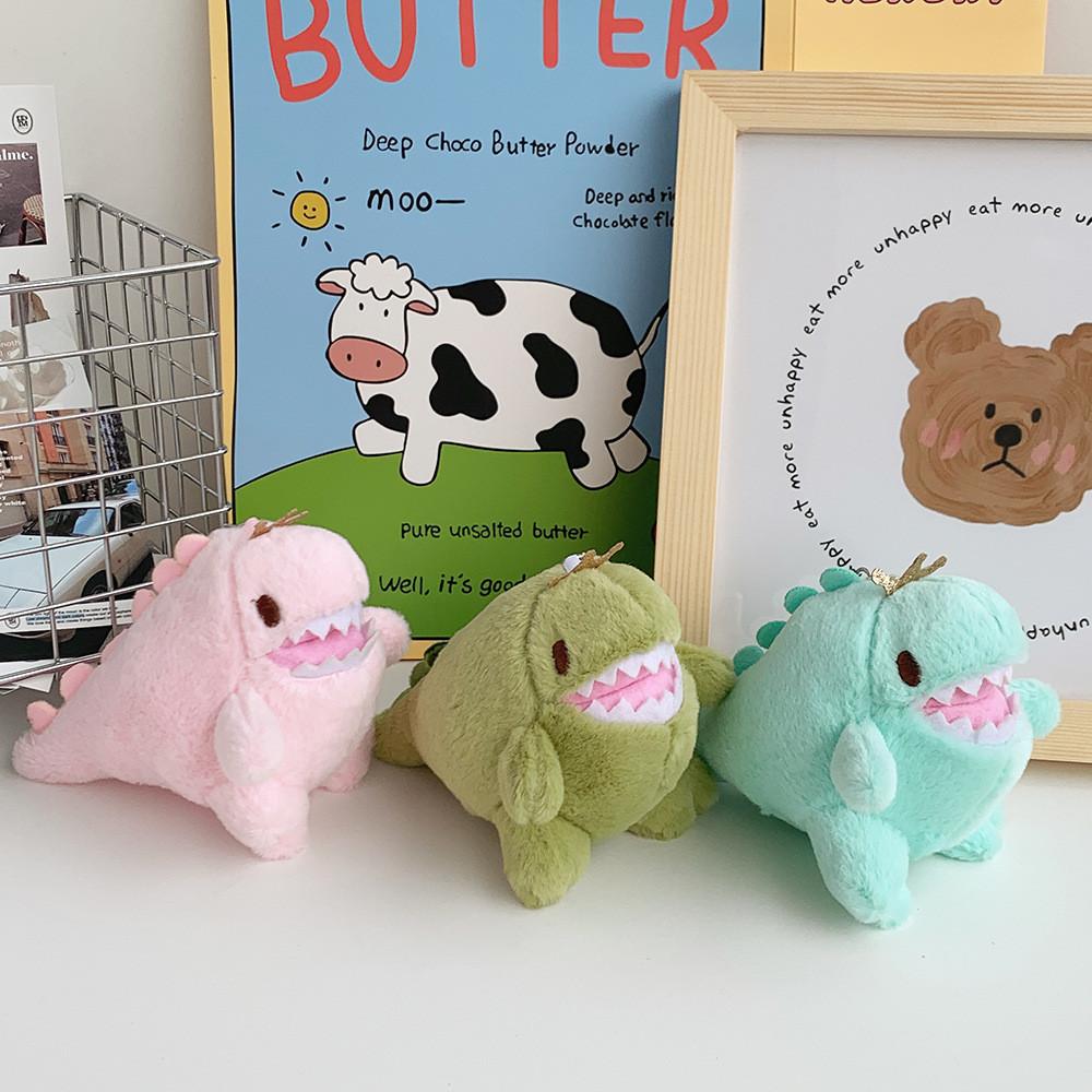 Adorable Plush Dinosaur Keychain Toy In Lake Blue Olive Pink Soft And Fluffy