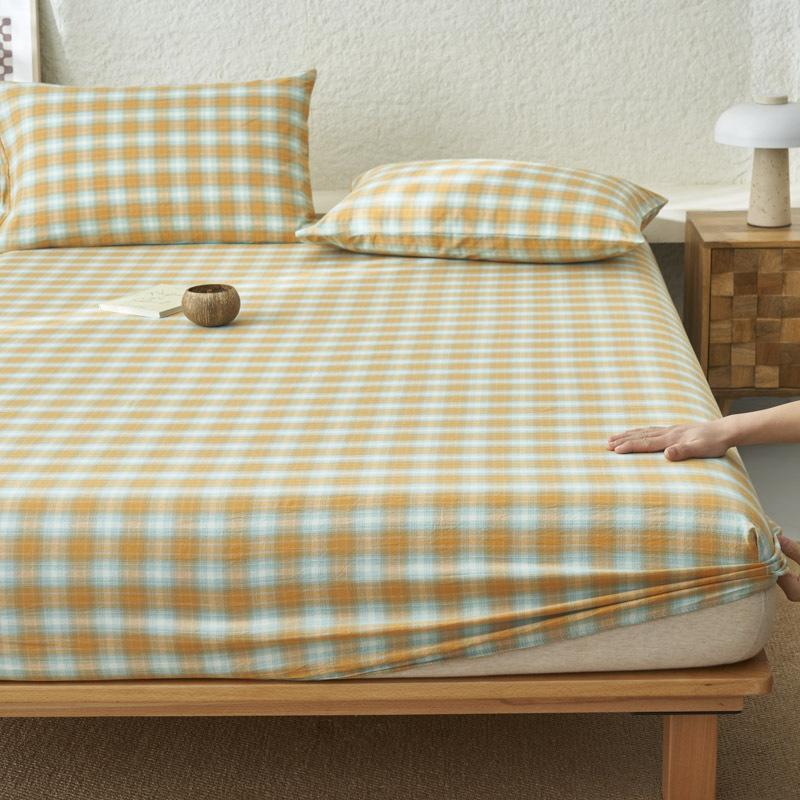 Premium Cotton Plain Fitted Sheet Deep Pocket Elastic Edges Non Slip Sheet Home Mattress Protector Soft Sheets Couvre Lit