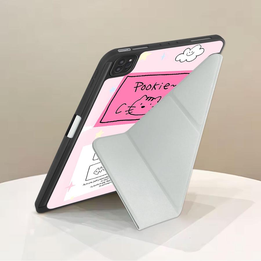 Line Cat Holder Cover Tablet Case For iPad Air 4 5 M3 M2 1 2 M4 11inch Pro 2025 Pro 11th 10th 9th 8th 7th 12.9inch Mini 6 7