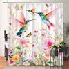 ~O~1pc Hummingbirds & Blooms Shower Curtain - Watercolor Design, Polyester, 70.8x70.8", 12 Hooks, Washable
