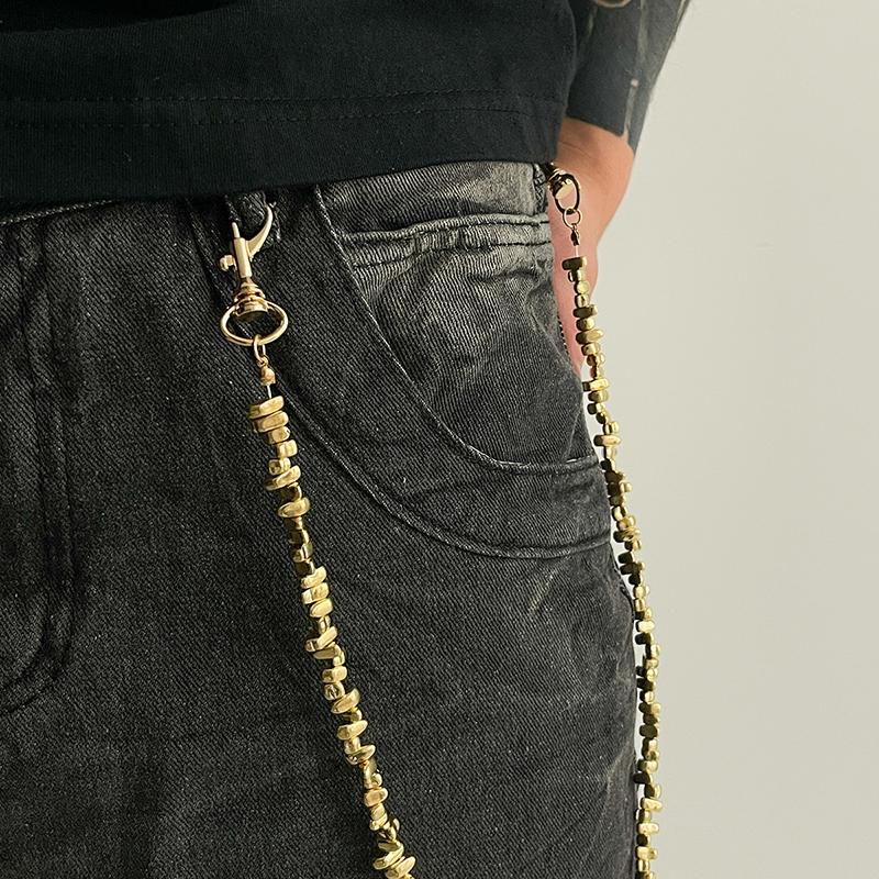 Vintage Punk Beaded Pants Chain For Men Cool Versatile Jeans Chain Goth Hip Hop Trousers Chains Clothing Accessories Gifts