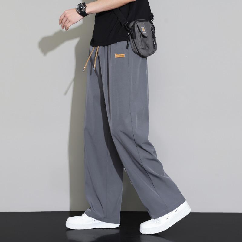 Ice silk straight-leg pants men's summer thin loose sports casual long pants pants wide-leg pants