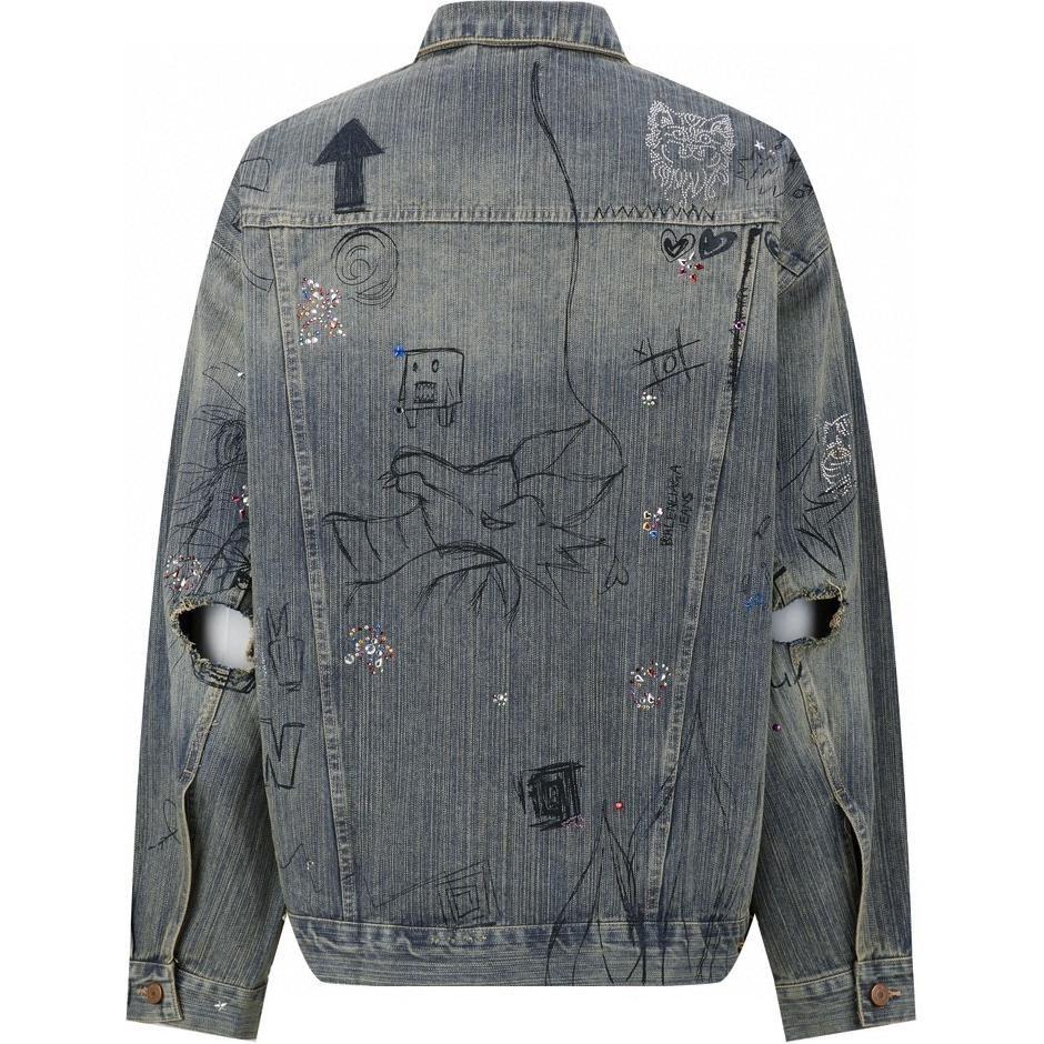 Balenciaga Denim Jacket Loose Fit Men's Blue 721708TOW664036