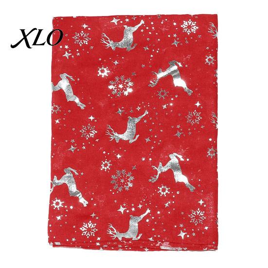 Stylish Festive Pattern Shawl Christmas Theme Scarf for Women, Glitter Sparkly Foil Reindeer Cozy Holiday Gift Women Print Scarves, Lightweight