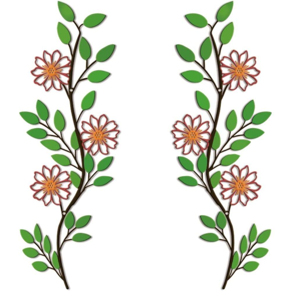 Metal Wall Art Black Vintage Rose Leaf Tree Decor 2 Piece Set