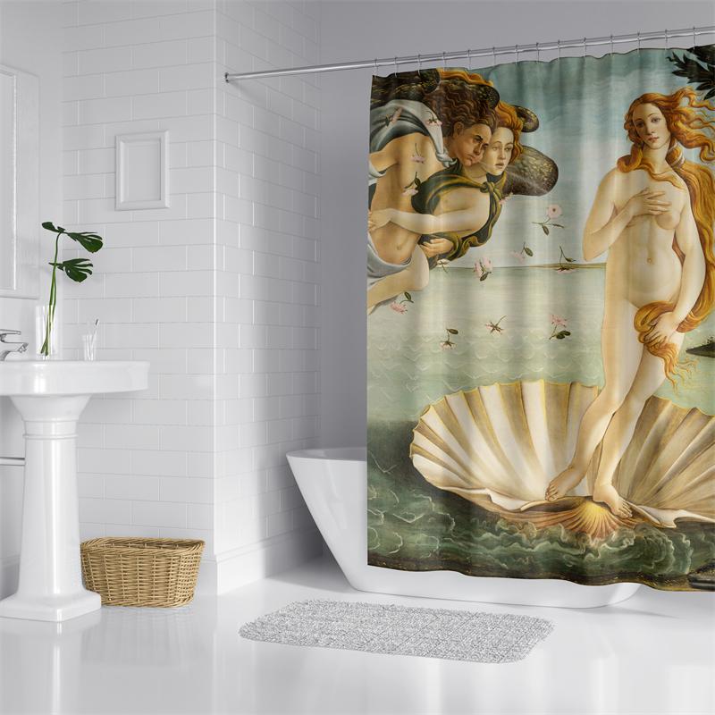 

Aertemisi Набор занавески для душа «Рождение Венеры» с люверсами и крючками для декора ванной комнаты 90cm x 180 cm