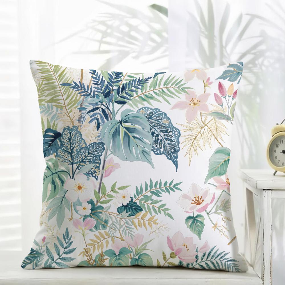Fashion Classic Retro Watercolor Floral Cushion Cover Daily Washable Linen Pillowcase Soft for Sofa Bed Home Room Decor