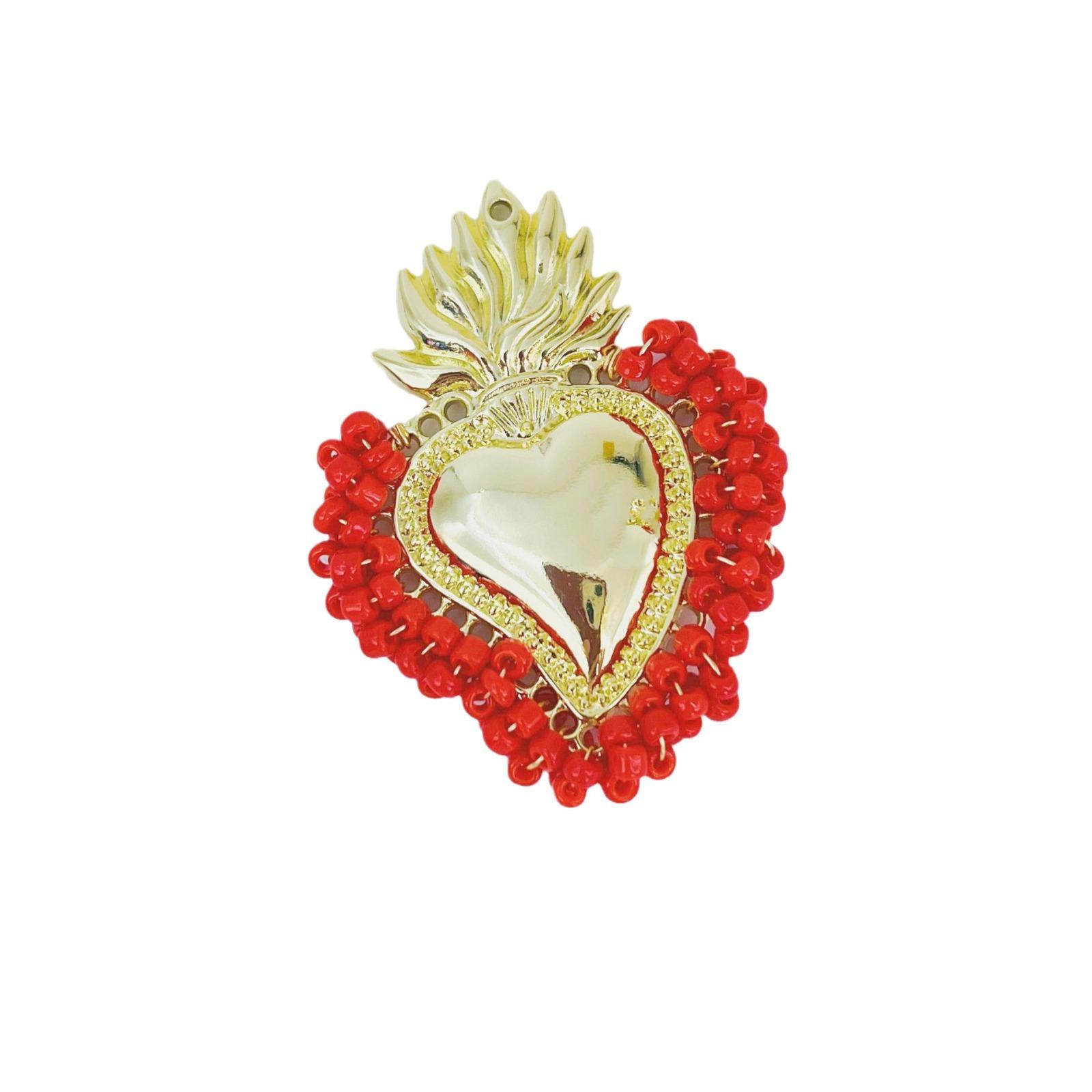 

Hand Woven Rice Bead Holy Heart Pendant Accessories Jewelry Accessories Love Dy Accessories красный