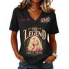 Women's Casual V-Neck Short Sleeve Letter Print Pullover Top