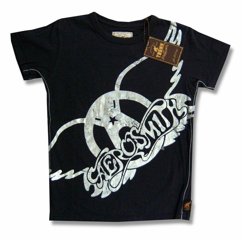 

Молодежные черные футболки унисекс Aerosmith Trunk Ltd с рваным логотипом из фольги