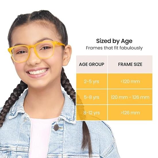 HUSTLR Zero Power Bluecut & Antiglare Computer Eyeglasses | Amber Orange Full Rim Square| For Kids Age 8-12 Yrs | HP D15011