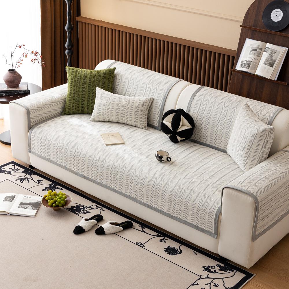 Fish Bone Pattern Sofa Cushion, Universal Non-Slip In All Seasons, French Medieval Simple Seat Cushion, Light Luxury Cover Cloth, Sofa Cover Towel