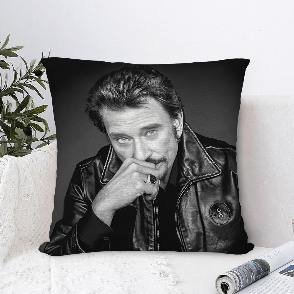 J-Johnny H-Hallyday Pillow Case Sofa Decorative Home Double-Sided Print Plush Square Throw Pillow Covers Cushion Decor Cover
